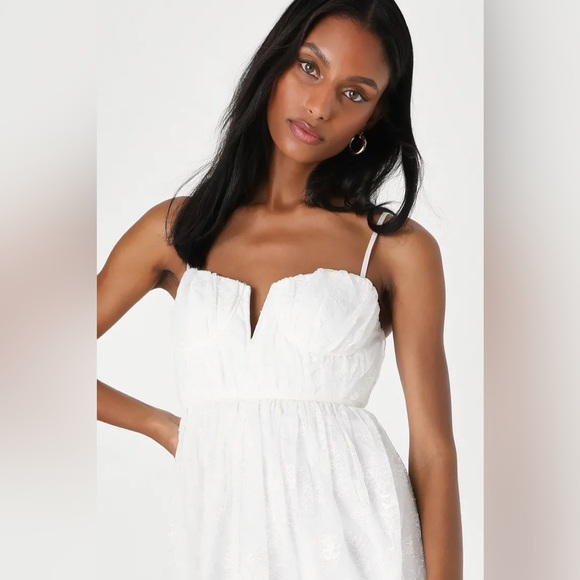Lulus Dreamy Entrance White Lace Bustier Sleeveless Midi Dress - Picture 3 of 3